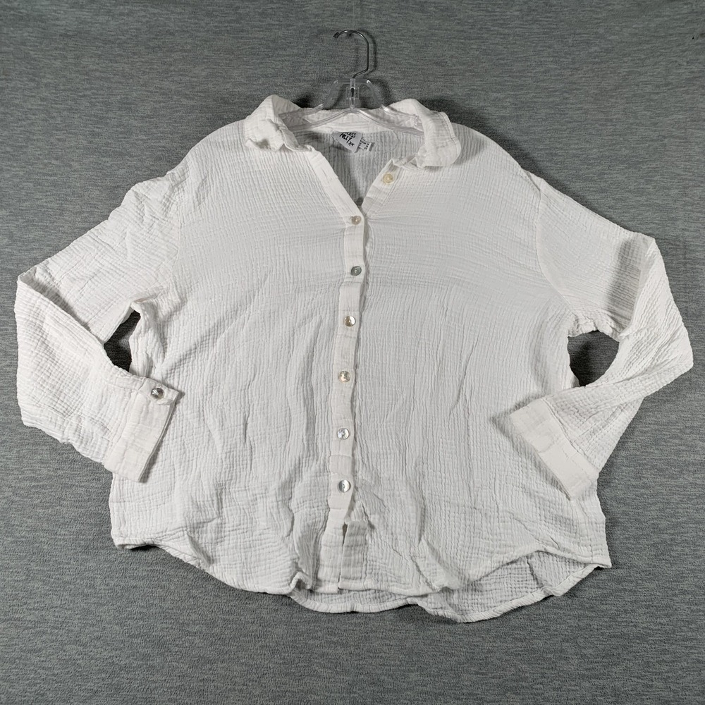 Princess Polly Shirt Womens 10 White Gauze Button Up Long Sleeve Casual Top‎